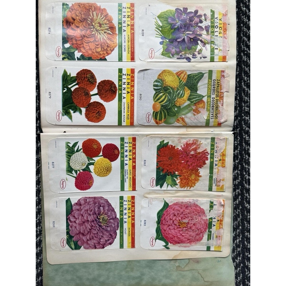 VTG rare 1950s-60s Asgrow Seed Salesman Sample Book 280+ Labels Accopress Binder